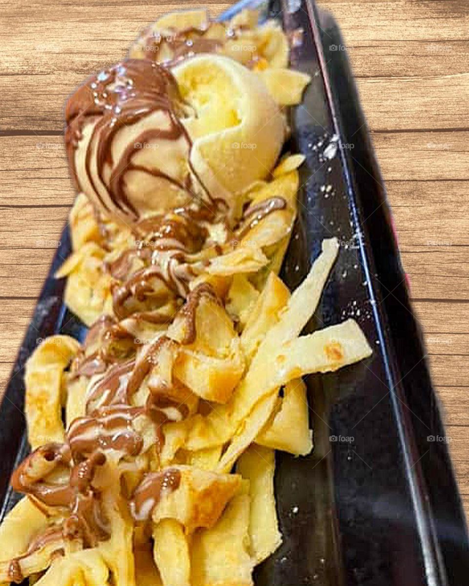 ice cream with melting chocolate