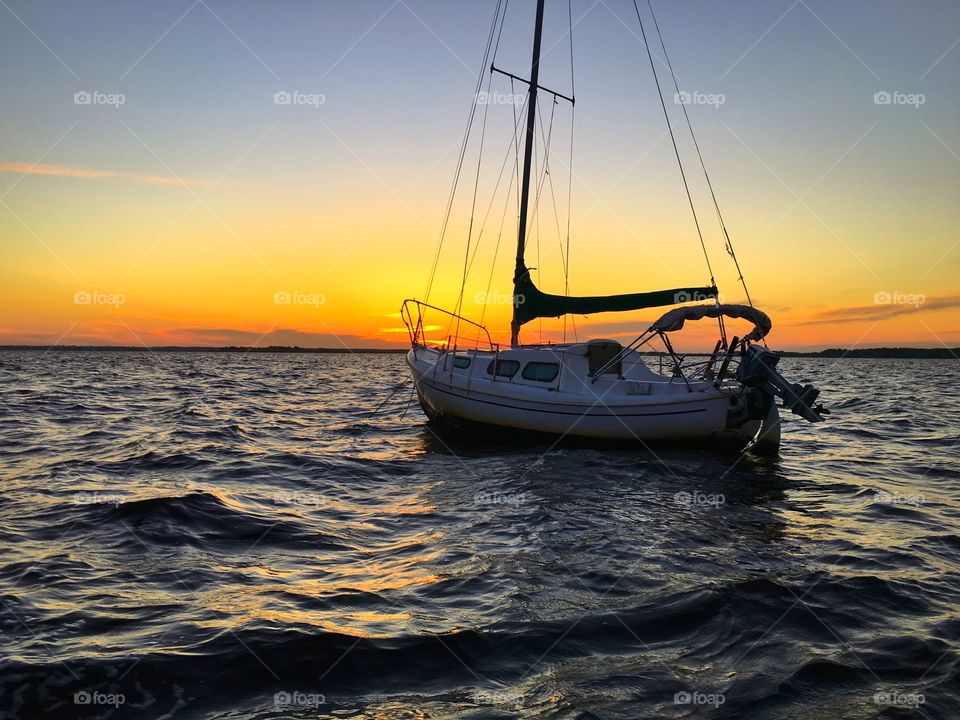 Water, Sea, Ocean, Boat, Sunset