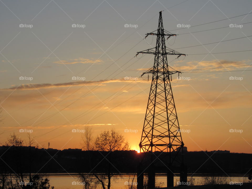 sunset over the river