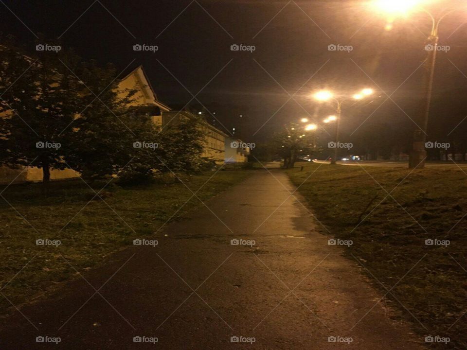 night, path, road, sidewalk