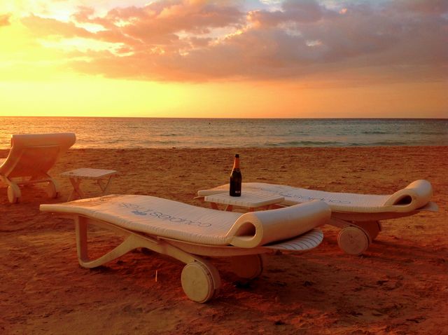 Deck chair sunset
