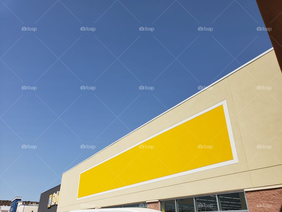 blank copy space at the top of a retail building