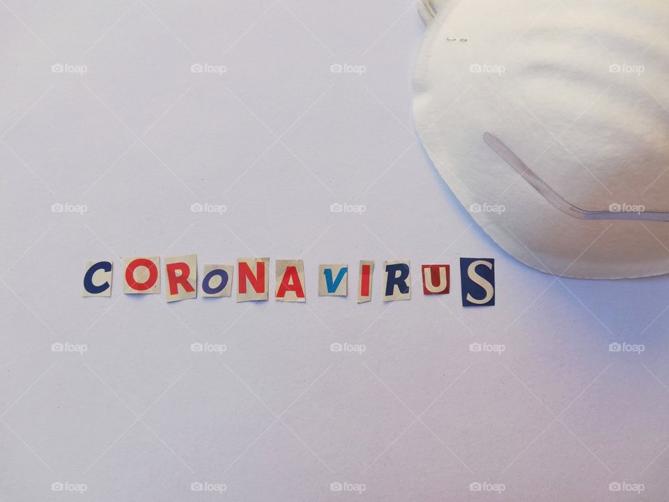 Written :"coronavirus" and white mask