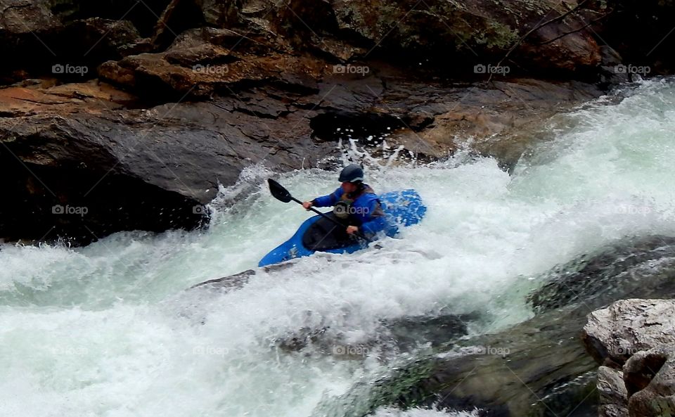 kayaker shotting Rapids on the Chattooga river, South Carolina