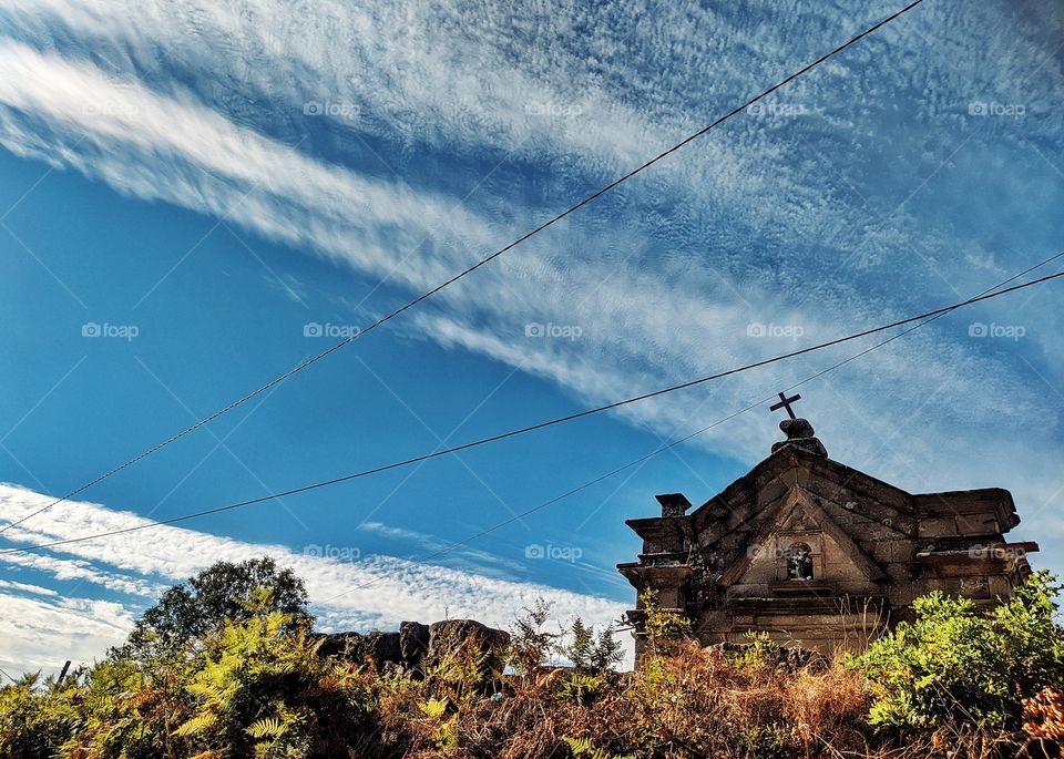Beautiful sky and abandoned church