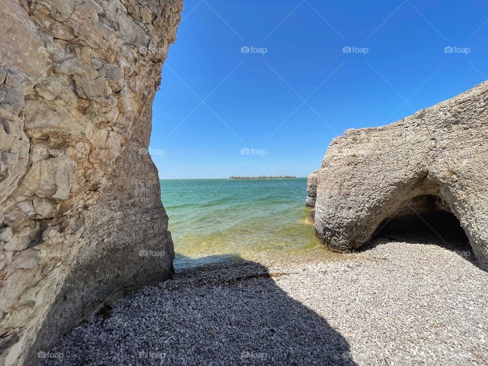 Caves on the shoreline