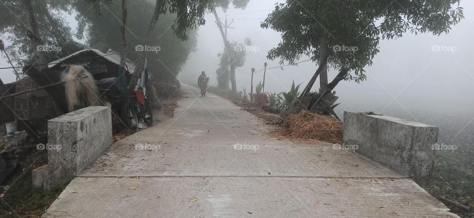 An Indian village of the winter morning