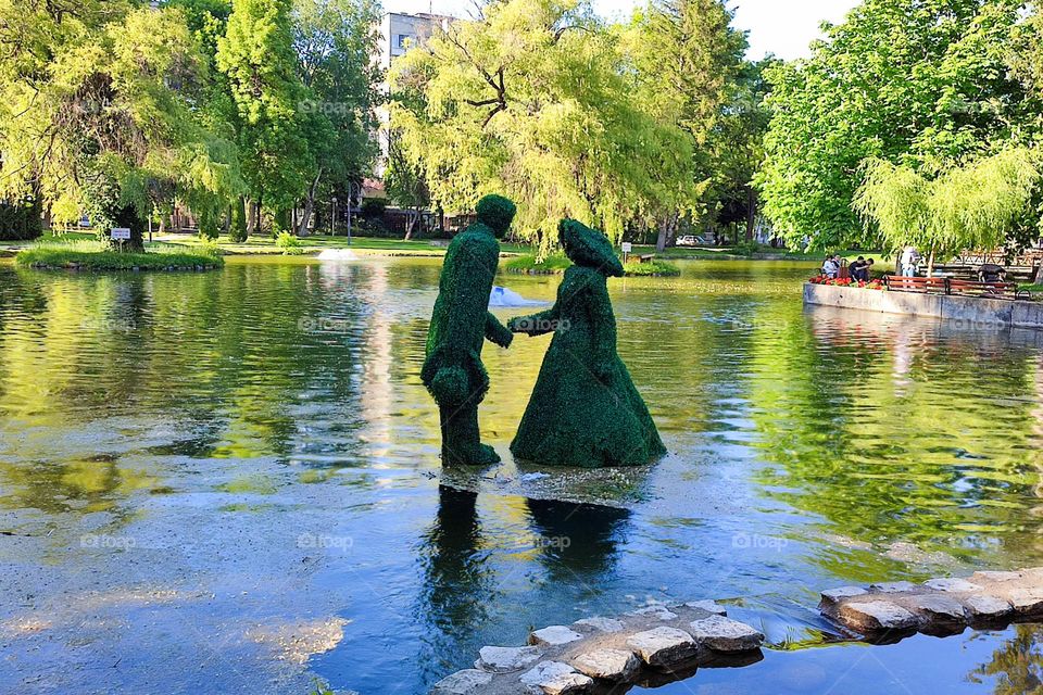 Impressive Lake Statue, Razlog, Bulgaria