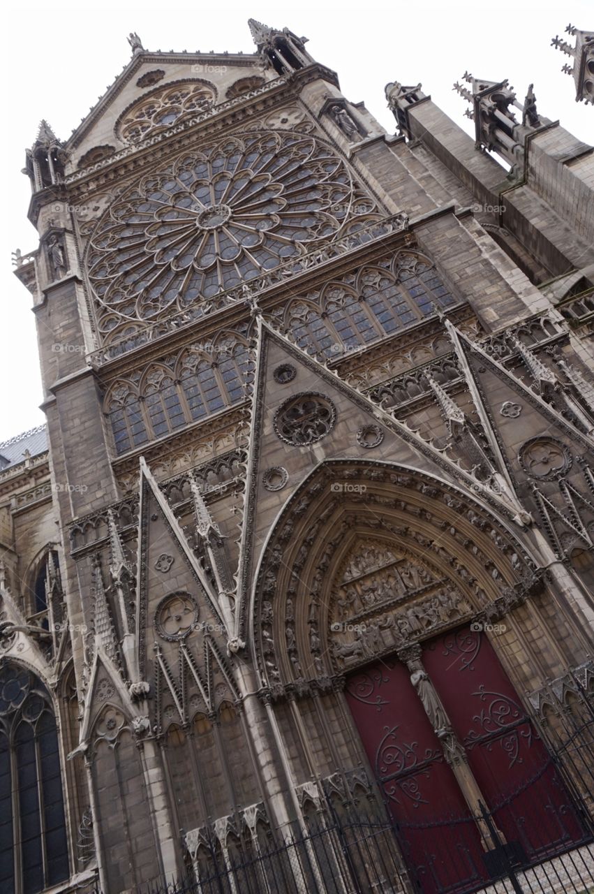 Side entrance to Notre-Dame Cathedral, Paris