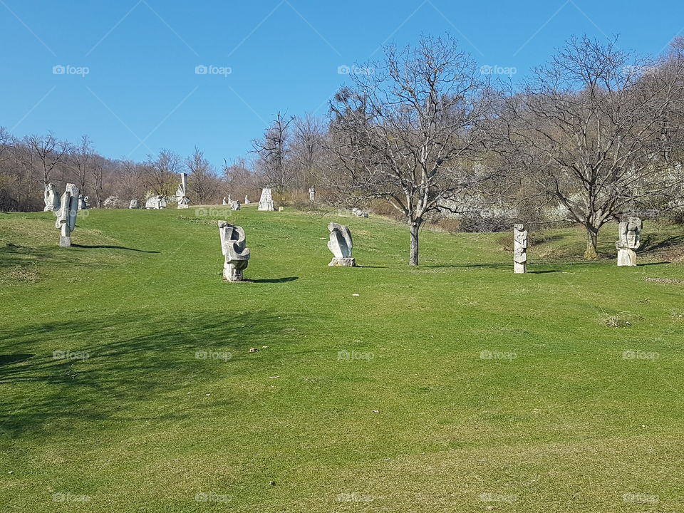 Field of stone statues