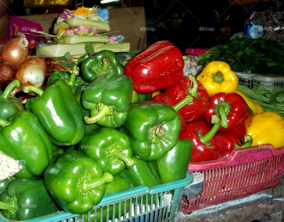 fresh capsicum for sale at the market