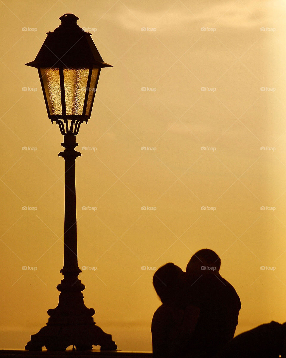 shadow of a couple kissing at sunset in Salvador, Bahia, Brazil