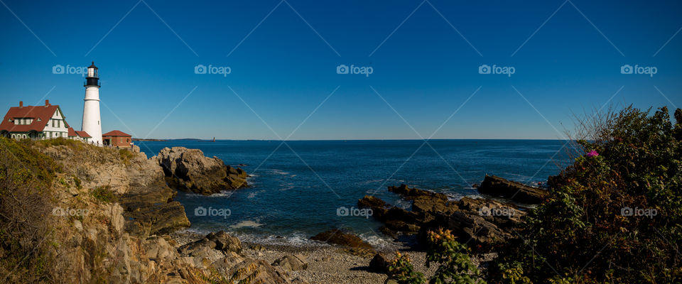 Lighthouse in Portland Maine daylight 