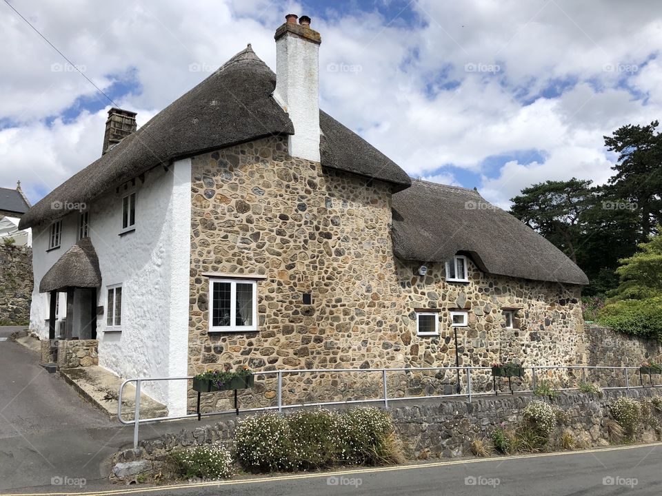 Some beautiful thatched cottage property in central Bovey Tracey in Devon, UK