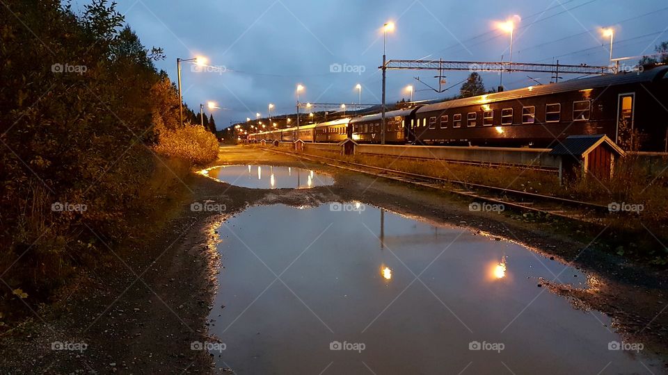 Lights reflection in the rain pools!!