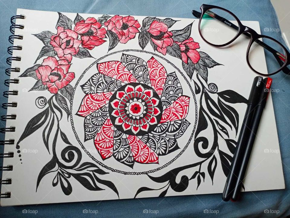 Red Mandala drawing by my friend!!! 😍👏✌️