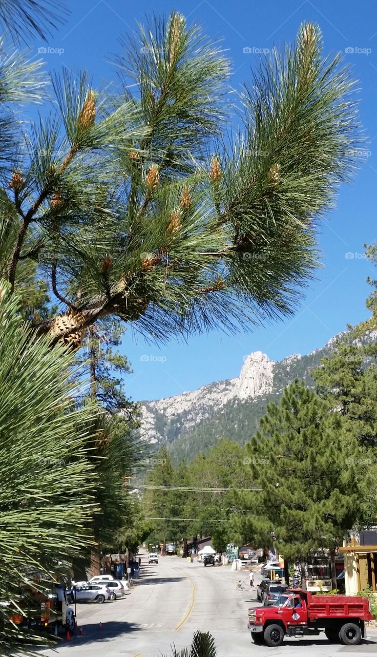 Tahquitz Rock and the Little Mountain Town of Idyllwild,  California