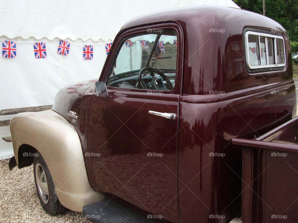 Soulful Maroon Cab close up of an American truck 