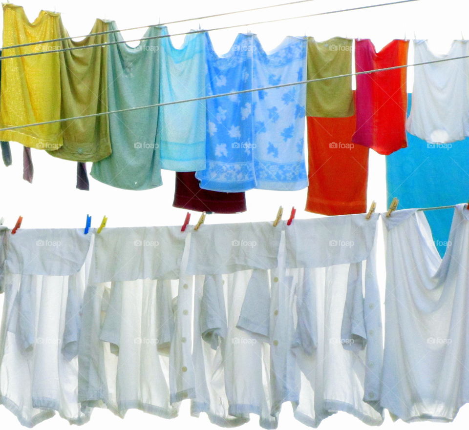 Clothes drying on rope