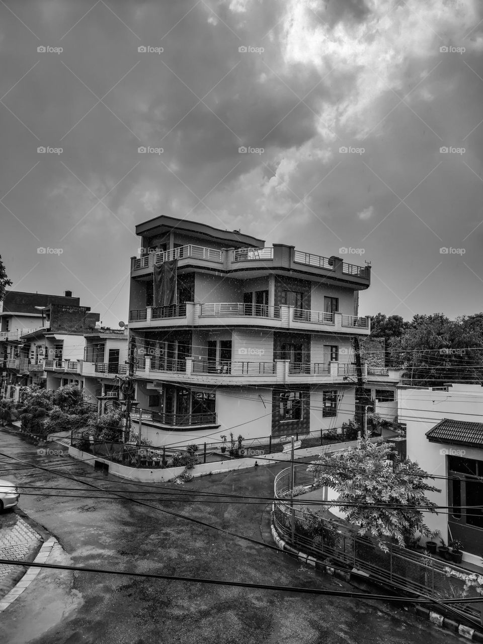 beautiful society view during rain