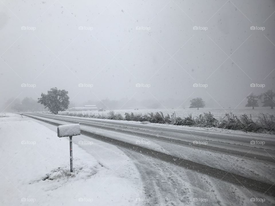 Southern snow day road