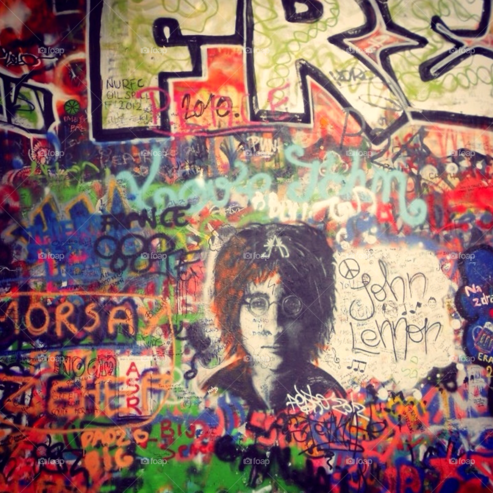 graffiti prague john lennon memorial wall by deanna93