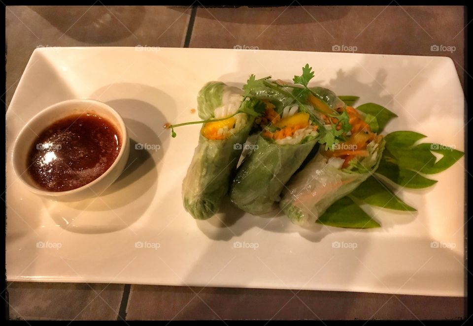 The most awesome fresh spring rolls I have ever had... the sauce was so yummy... the wonders of Khmer food