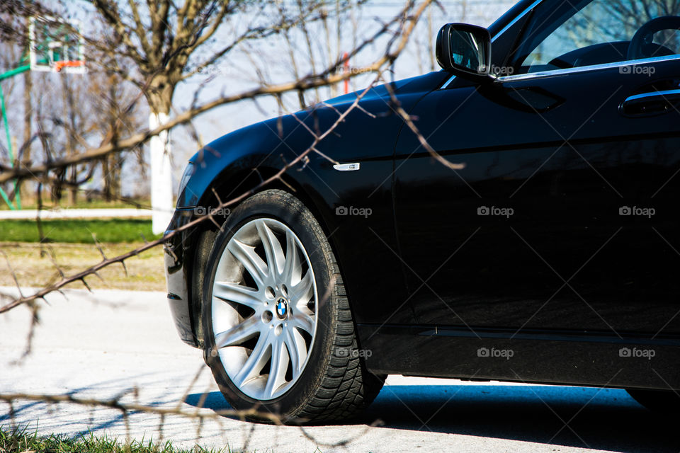 BMW limousine in the park