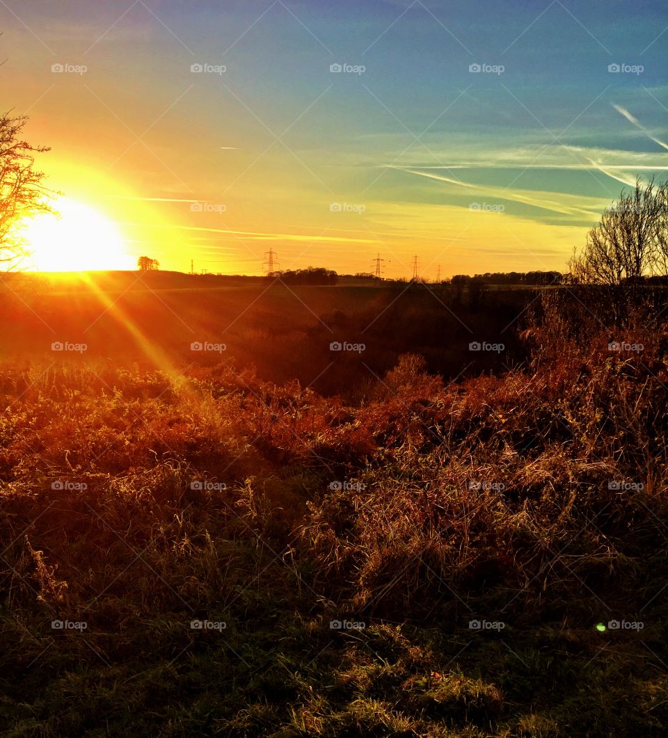 Beautiful sunset over the hills in Yorkshire 