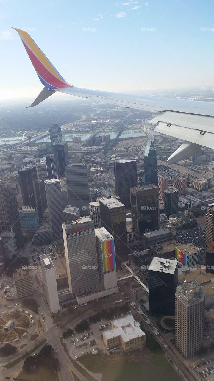 flying over the city