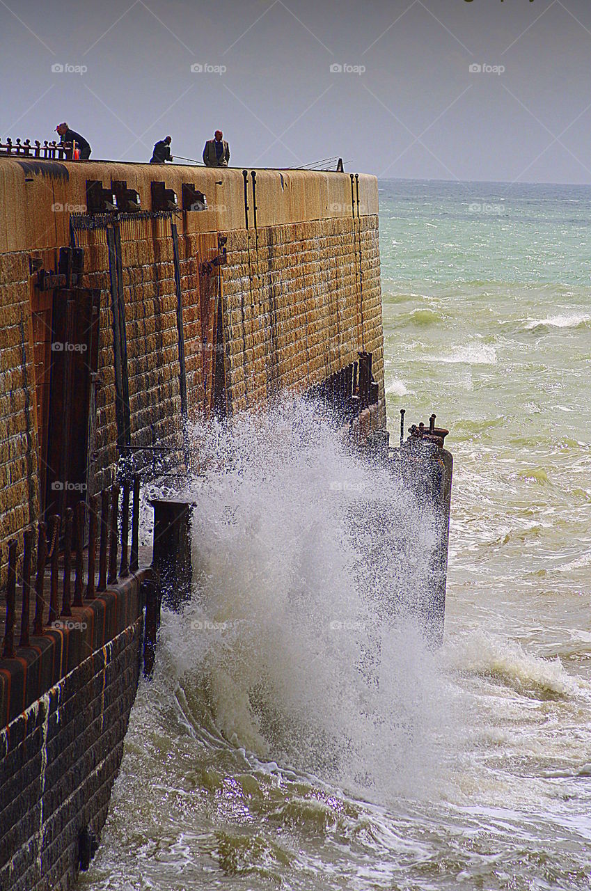 Folkestone sea wall pier