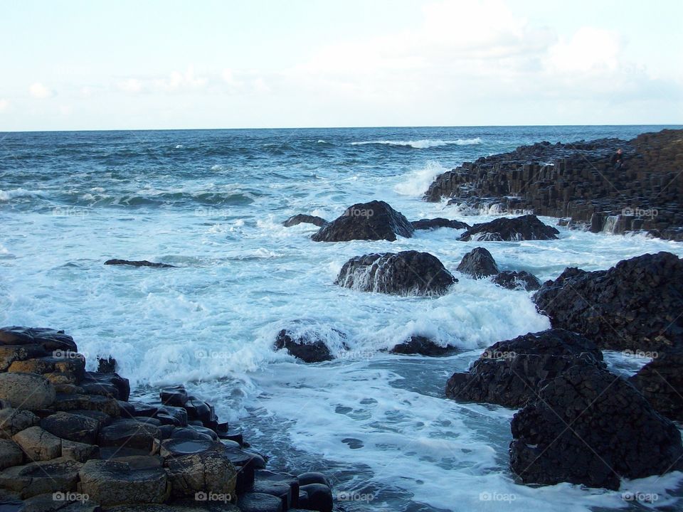 the shoreline at the Giant's Causeway