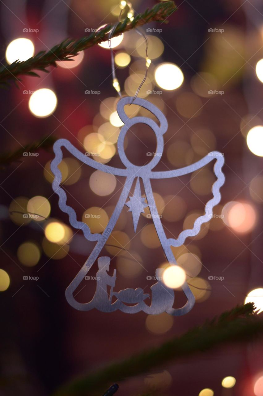 handmade from metal angel christmas decoration.