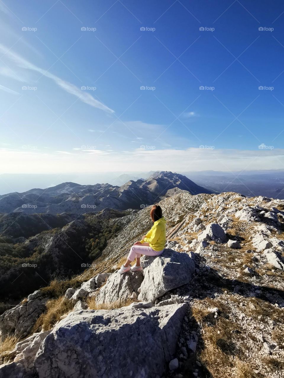 Croatia. Mountains, amazing scenery. Woman enjoy a beautiful view.