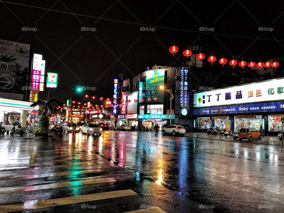Hualien, Taiwan Street at Night