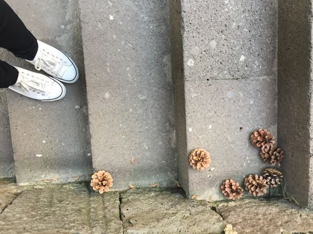 Shoe selfie with the acorns. . I love white shoes. 
