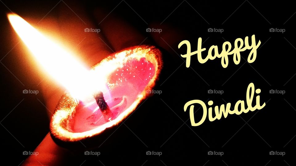 Diwali festival celebration in India with beautiful diya or lamp