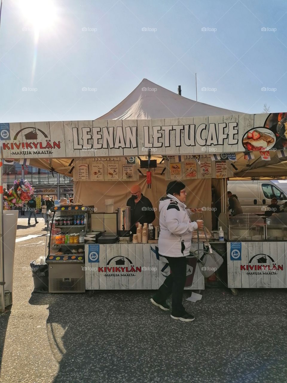 International markets in Tornio, Lapland, Finland. There are companies from several dozen different countries selling and presenting their products. People are happy when finally something happens for a long time.