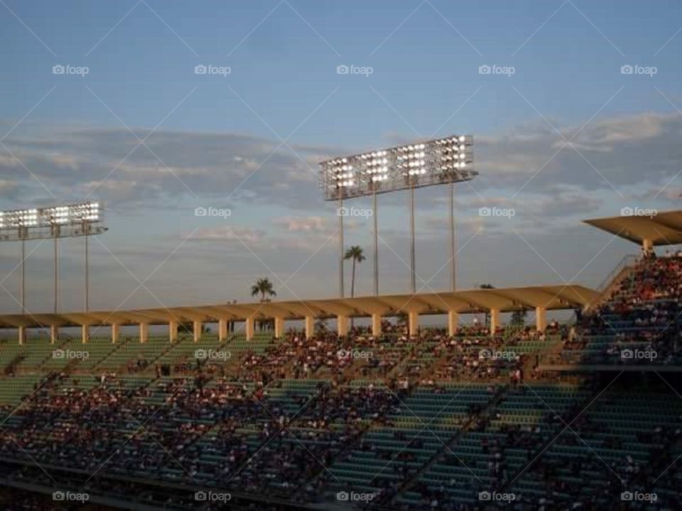 sunset at Dodger Stadium