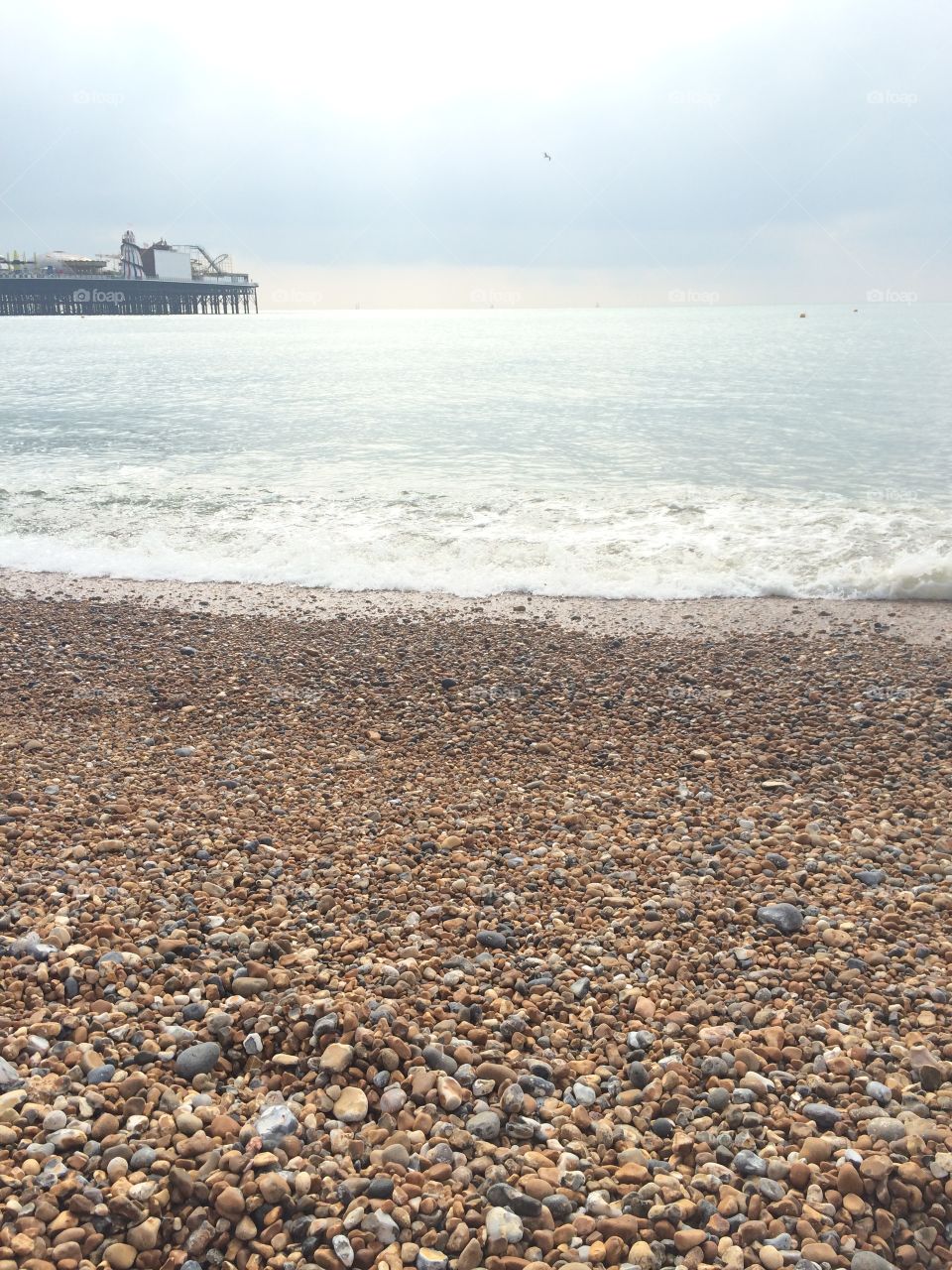 Rocky beach in Brighton, England 