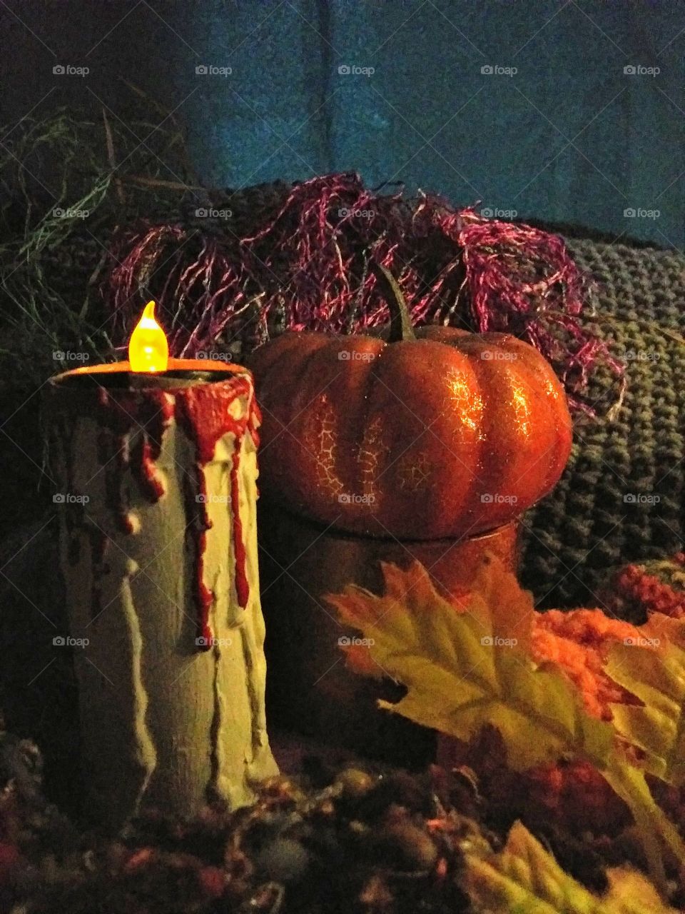blood candle and pumpkin