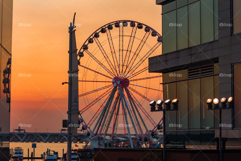 Sunset, pier and ferriswheel 