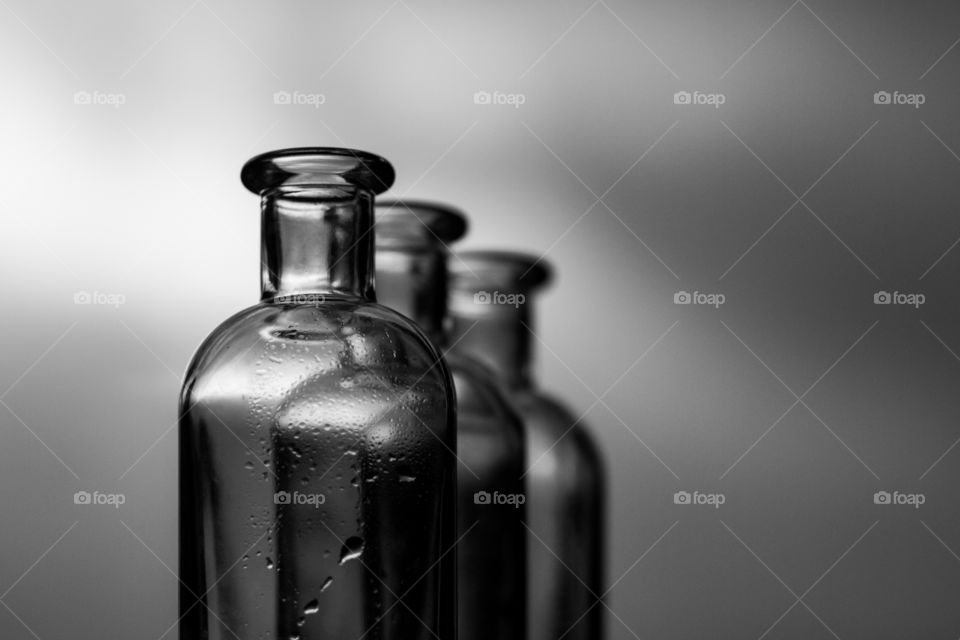 Glass,bottles,black and white,home