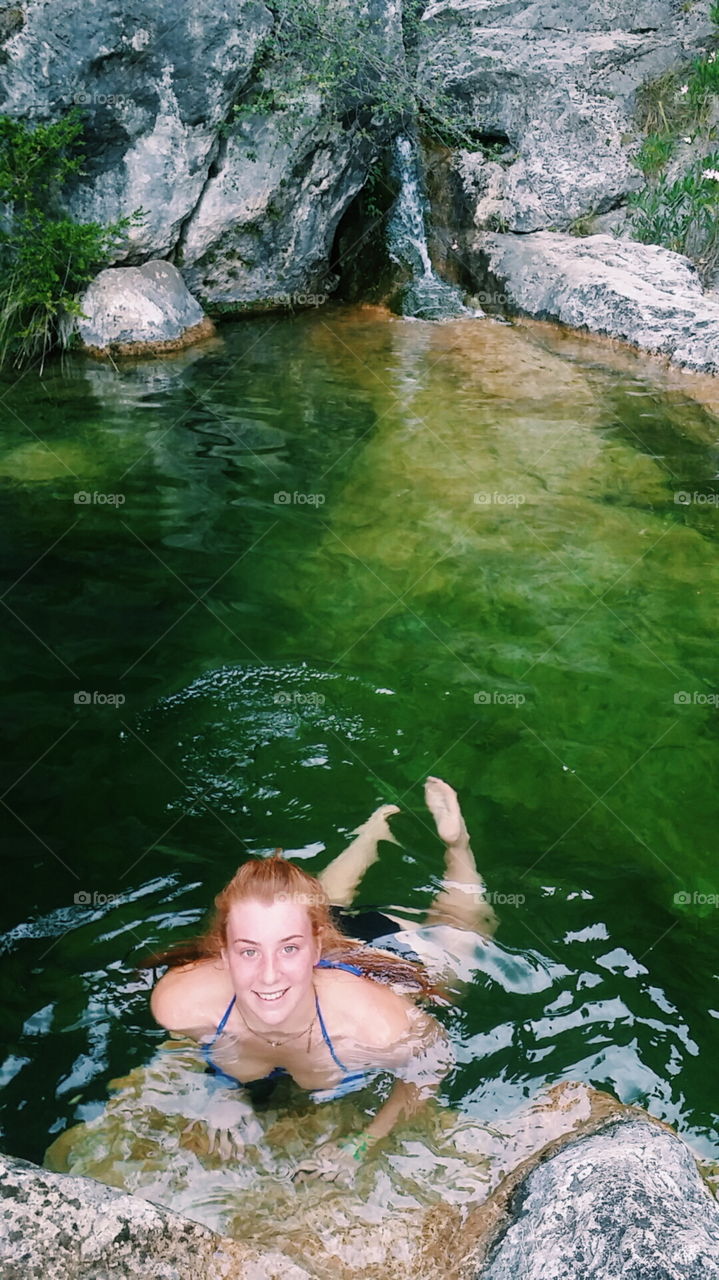 swimming in a gorge