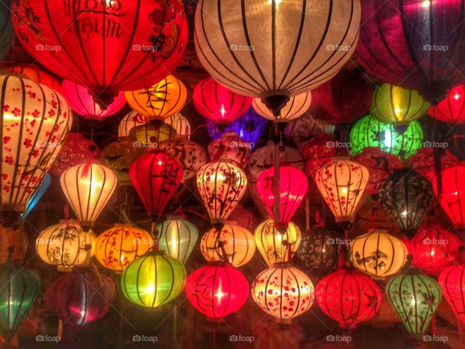 Colorful lanterns, shoot in Hoi An ancient town. In ancient China, lantern is not only a decoration, but also a symbol of good luck.