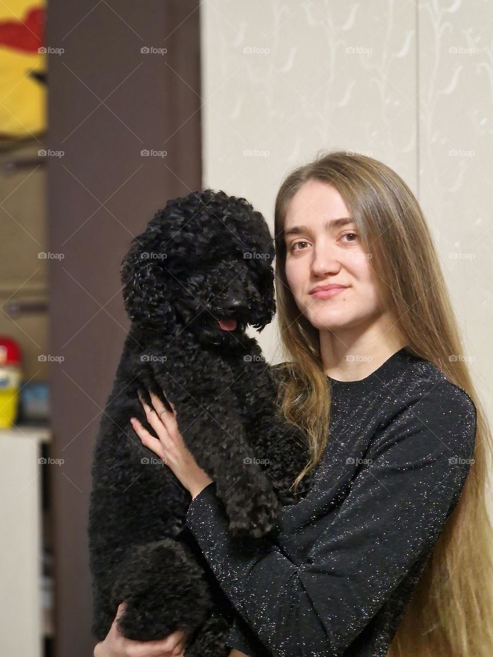 portrait of girl with her dog