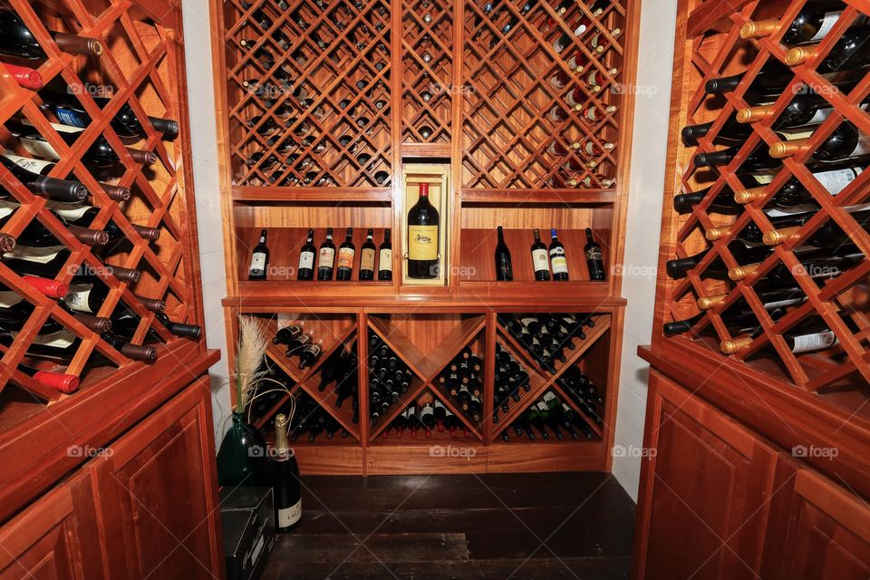 Wine storage of the restaurant 