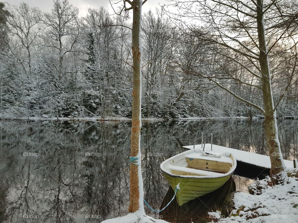 Winter river reflection