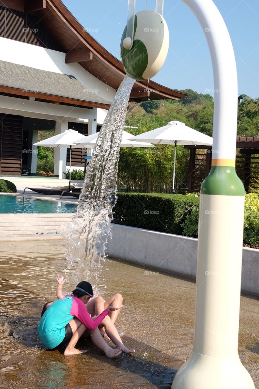 Kids waiting for the Water dump