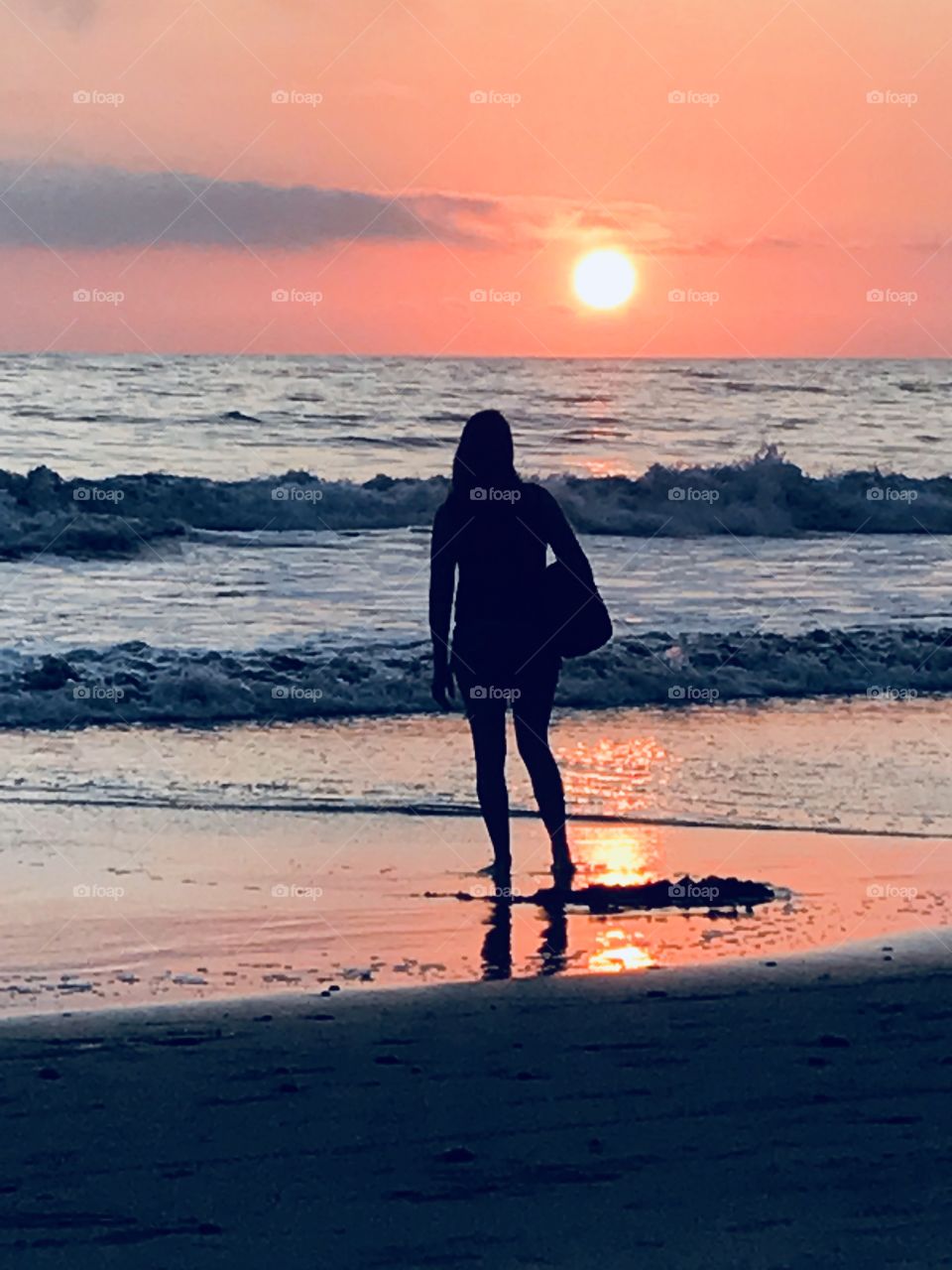 Surfer gal at sunset